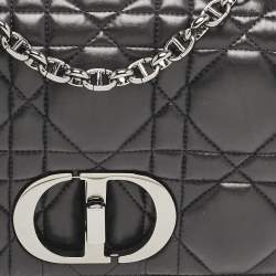 Dior Black Macrocannage Leather Medium Caro Shoulder Bag