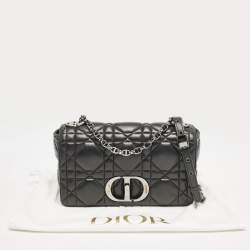 Dior Black Macrocannage Leather Medium Caro Shoulder Bag