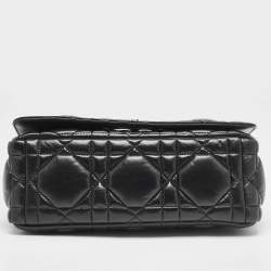 Dior Black Macrocannage Leather Medium Caro Shoulder Bag