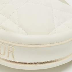Dior White/Gold Macrocannage Leather Small Vibe Hobo