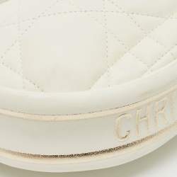 Dior White/Gold Macrocannage Leather Small Vibe Hobo