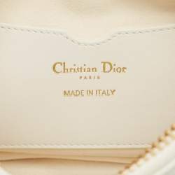 Dior White/Gold Macrocannage Leather Small Vibe Hobo