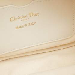 Dior White/Gold Macrocannage Leather Small Vibe Hobo