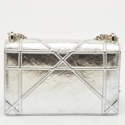 Dior Silver Leather Medium Diorama Shoulder Bag