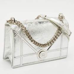Dior Silver Leather Medium Diorama Shoulder Bag
