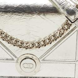 Dior Silver Leather Medium Diorama Shoulder Bag