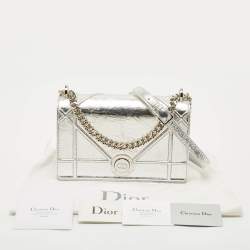 Dior Silver Leather Medium Diorama Shoulder Bag