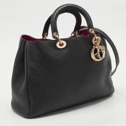 Dior Black Leather Large Diorissimo Shopper Tote