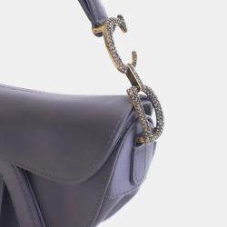 Dior Purple Mini Satin Crystal Embellished Saddle