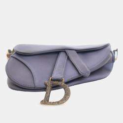 Dior Purple Mini Satin Crystal Embellished Saddle