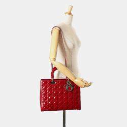 Dior Red Large Patent Cannage Lady Dior