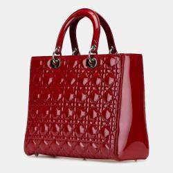 Dior Red Large Patent Cannage Lady Dior