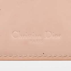 Pre Owned Dior Pink Cannage Patent Leather Lady Dior Card Holder