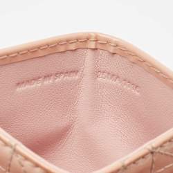 Pre Owned Dior Pink Cannage Patent Leather Lady Dior Card Holder