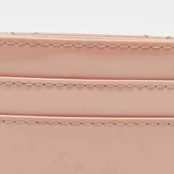 Pre Owned Dior Pink Cannage Patent Leather Lady Dior Card Holder