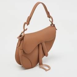 Dior Beige Leather Mini Saddle Bag