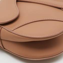 Dior Beige Leather Mini Saddle Bag