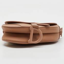 Dior Beige Leather Mini Saddle Bag