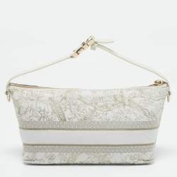 Dior White Fabric Toile de Jouy Medium Travel Nomad Pouch