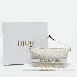 Dior White Fabric Toile de Jouy Medium Travel Nomad Pouch