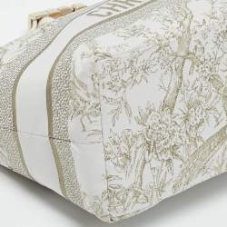 Dior White Fabric Toile de Jouy Medium Travel Nomad Pouch