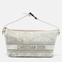 Dior White Fabric Toile de Jouy Medium Travel Nomad Pouch