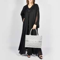 Dior Grey Oblique Embroidered Canvas Medium Book Tote