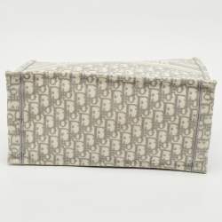 Dior Grey Oblique Embroidered Canvas Medium Book Tote