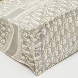 Dior Grey Oblique Embroidered Canvas Medium Book Tote