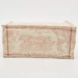 Dior Pink/White Embroidered Canvas Medium Dioriviera Toile De Jouy Book Tote