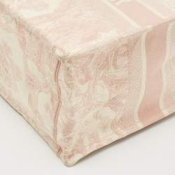 Dior Pink/White Embroidered Canvas Medium Dioriviera Toile De Jouy Book Tote