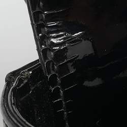 Pre Owned Dior Black Cannage Patent Leather Mini Lady Dior Tote