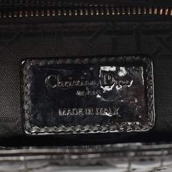 Pre Owned Dior Black Cannage Patent Leather Mini Lady Dior Tote
