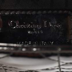 Pre Owned Dior Black Cannage Patent Leather Mini Lady Dior Tote