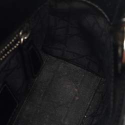 Pre Owned Dior Black Cannage Patent Leather Mini Lady Dior Tote