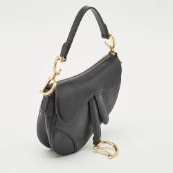 Pre Owned Dior Black Leather Mini Saddle Bag