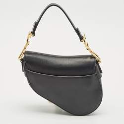 Pre Owned Dior Black Leather Mini Saddle Bag