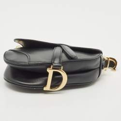 Pre Owned Dior Black Leather Mini Saddle Bag