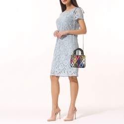 Pre Owned Dior Multicolor Leather Mini Embroidered Beads Lady Dior Tote