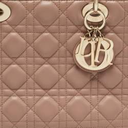 Pre Owned Dior Beige Cannage Leather Medium Lady Dior Tote