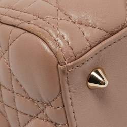 Pre Owned Dior Beige Cannage Leather Medium Lady Dior Tote
