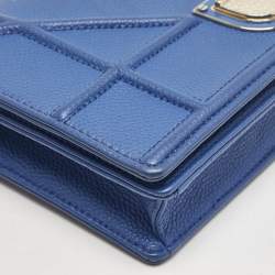 Dior Blue Leather Diorama Wallet on Chain