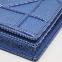 Dior Blue Leather Diorama Wallet on Chain