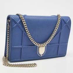 Dior Blue Leather Diorama Wallet on Chain