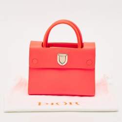 Dior Neon Orange Leather Mini Diorever Top Handle Bag