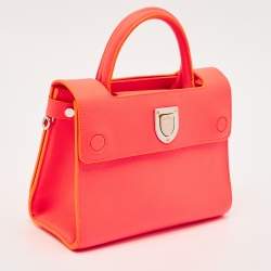 Dior Neon Orange Leather Mini Diorever Top Handle Bag