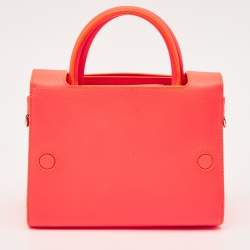 Dior Neon Orange Leather Mini Diorever Top Handle Bag
