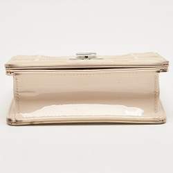 Pre Owned Dior Pink Microcannage Patent Leather Diorama Pouch