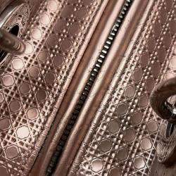 Dior Metallic Pink Leather Lady Dior 2Waybag  Medium Size
