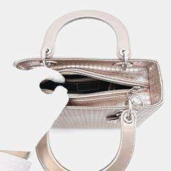 Dior Metallic Pink Leather Lady Dior 2Waybag  Medium Size